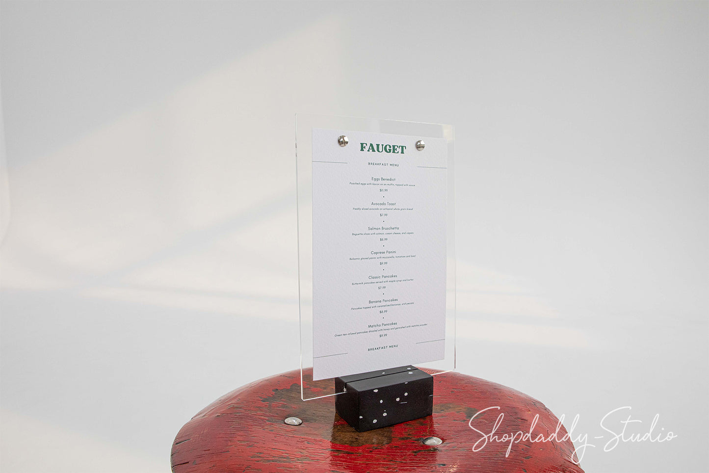 Minimalist Acrylic Tabletop Menu Holder