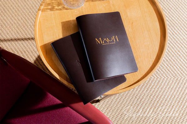 Dark Brown Thick Leather Menu Cover with Brass Plank