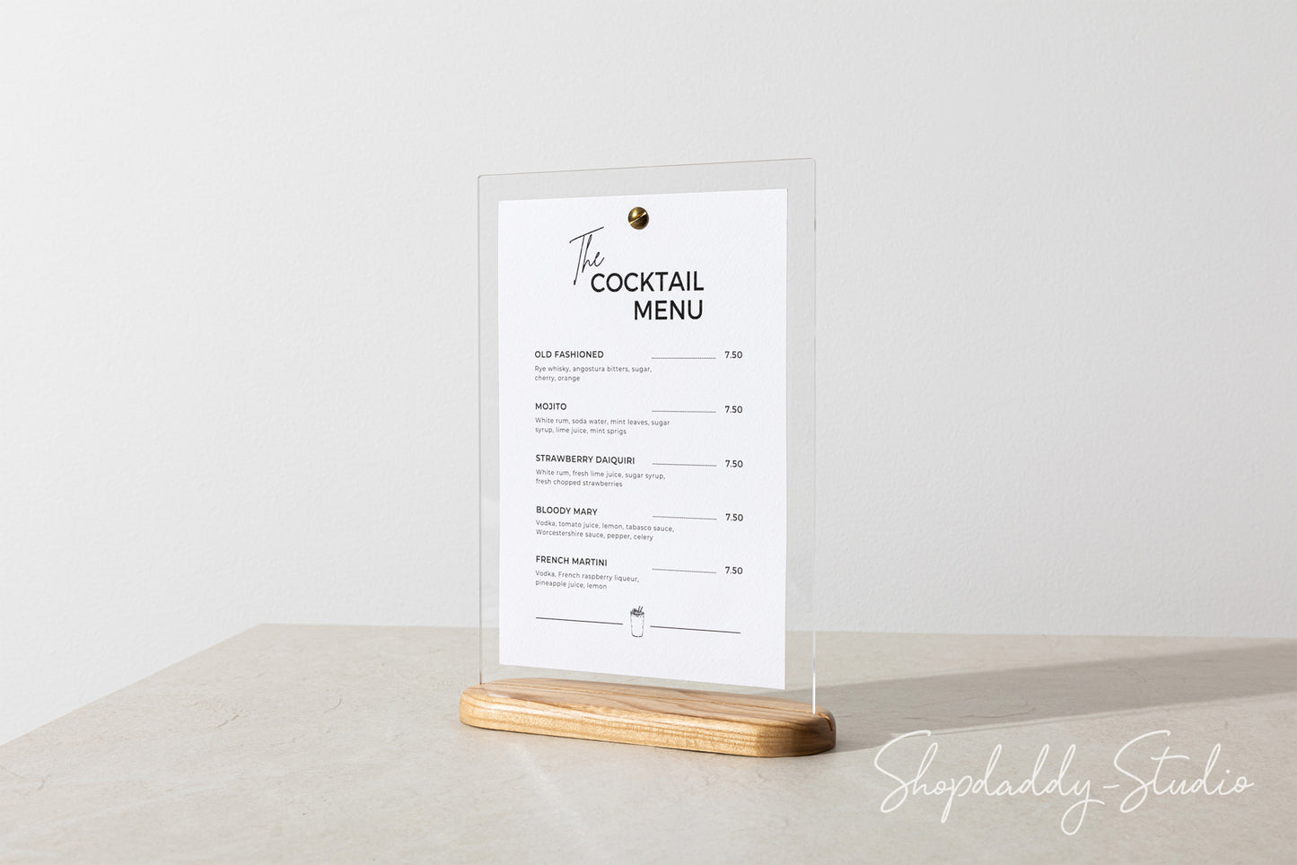 Matt Lacquer Wooden/Acrylic Table Menu Stand for wime list