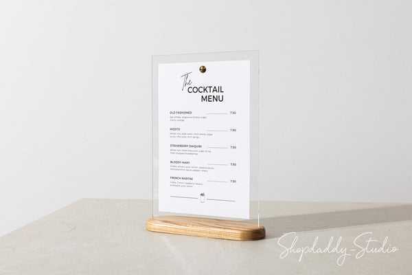 Matt Lacquer Wooden/Acrylic Table Menu Stand for wime list