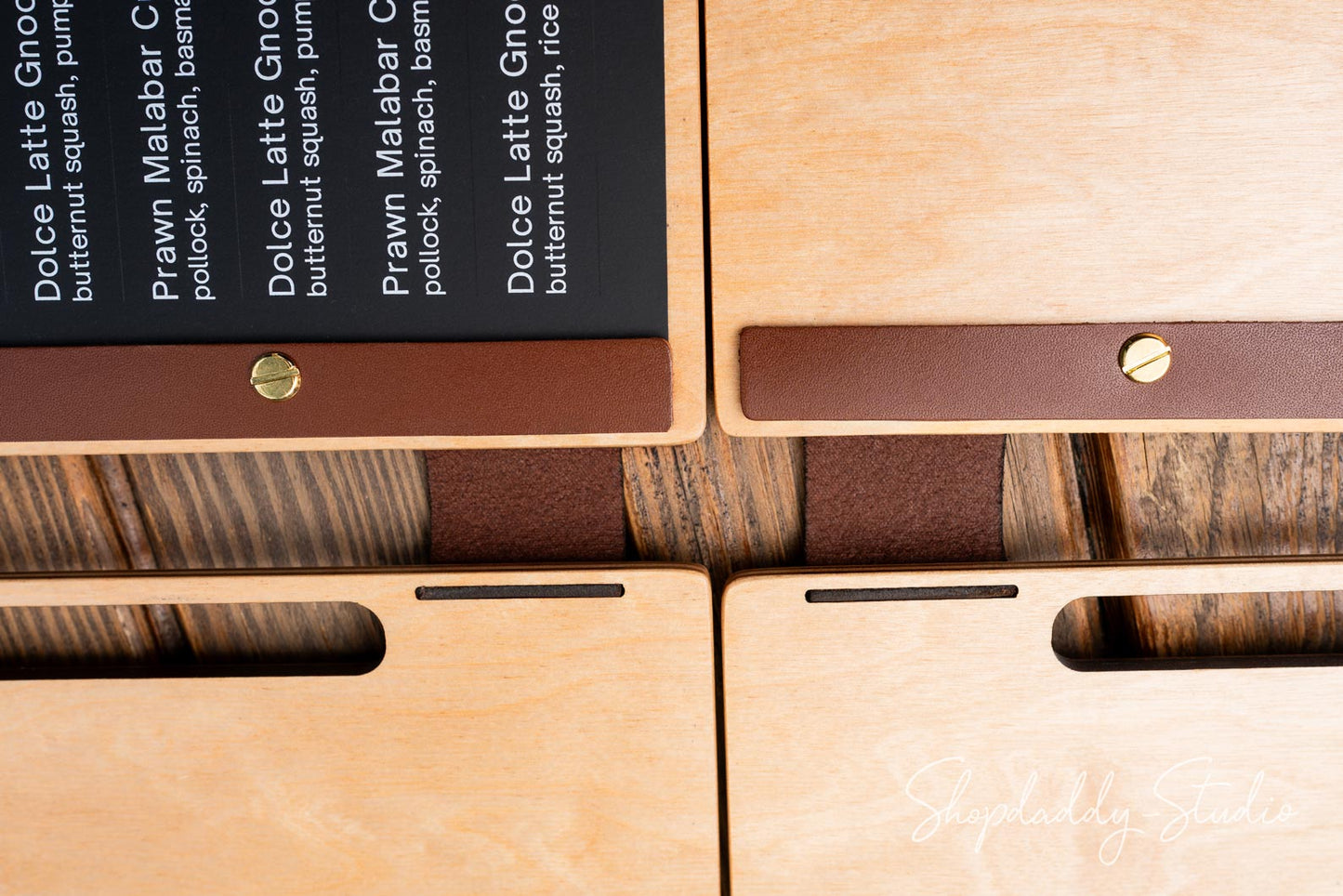 Minimalist Wooden Menu Holder with Slot for restaurant