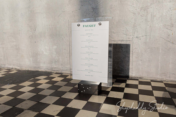 Modern Acrylic Table top Menu Holder