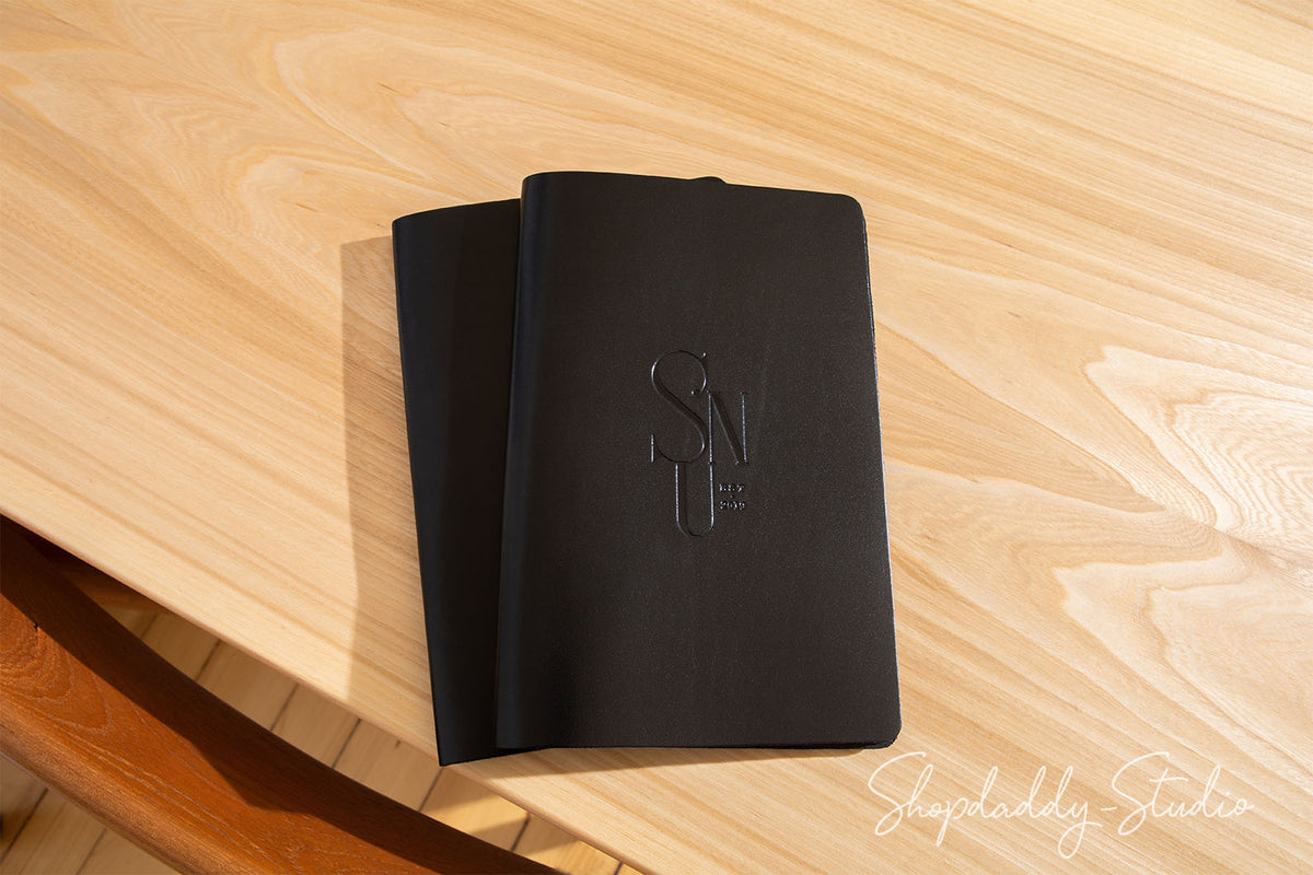 Modern Black Leather Menu Cover Book Minimalist