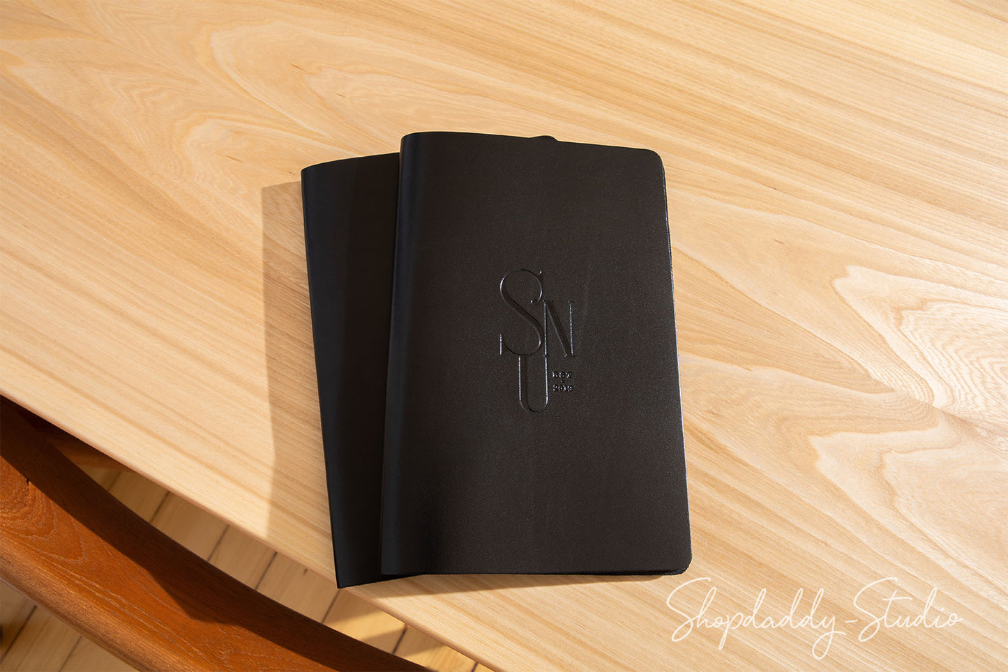Modern Black Leather Menu Cover Book Minimalist