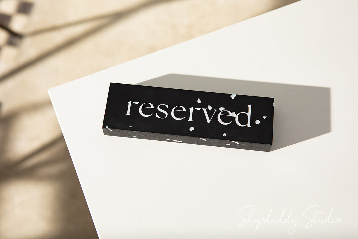 Black Terrazzo Plastic Reserved Sign – Shopdaddy-Studio