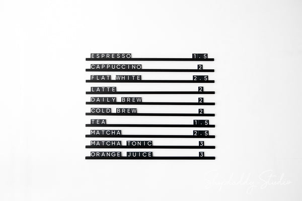 Modern Black Wall Menu PVC Letter Board for Professional Use