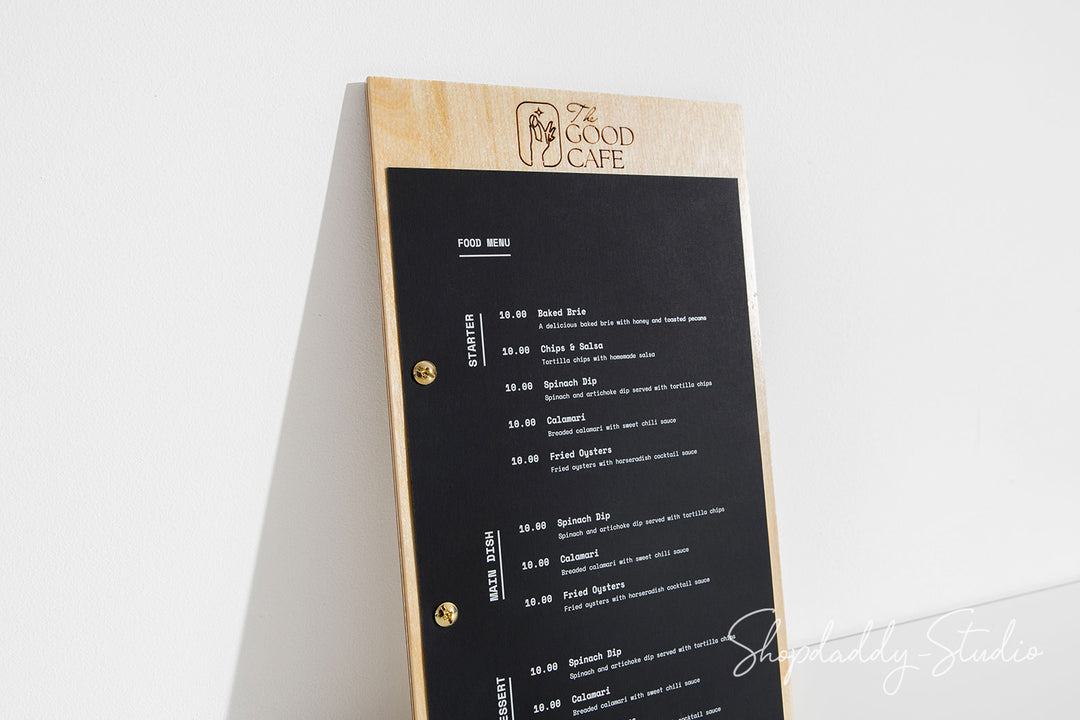 Matt Lacquer Plywood Menu Board with Engraved Logo – Shopdaddy-Studio