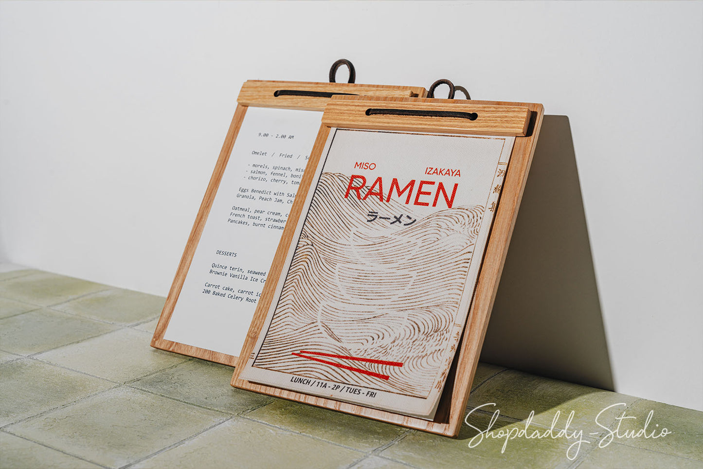 Modern Menu Board with Leather Lace for breakfast menu