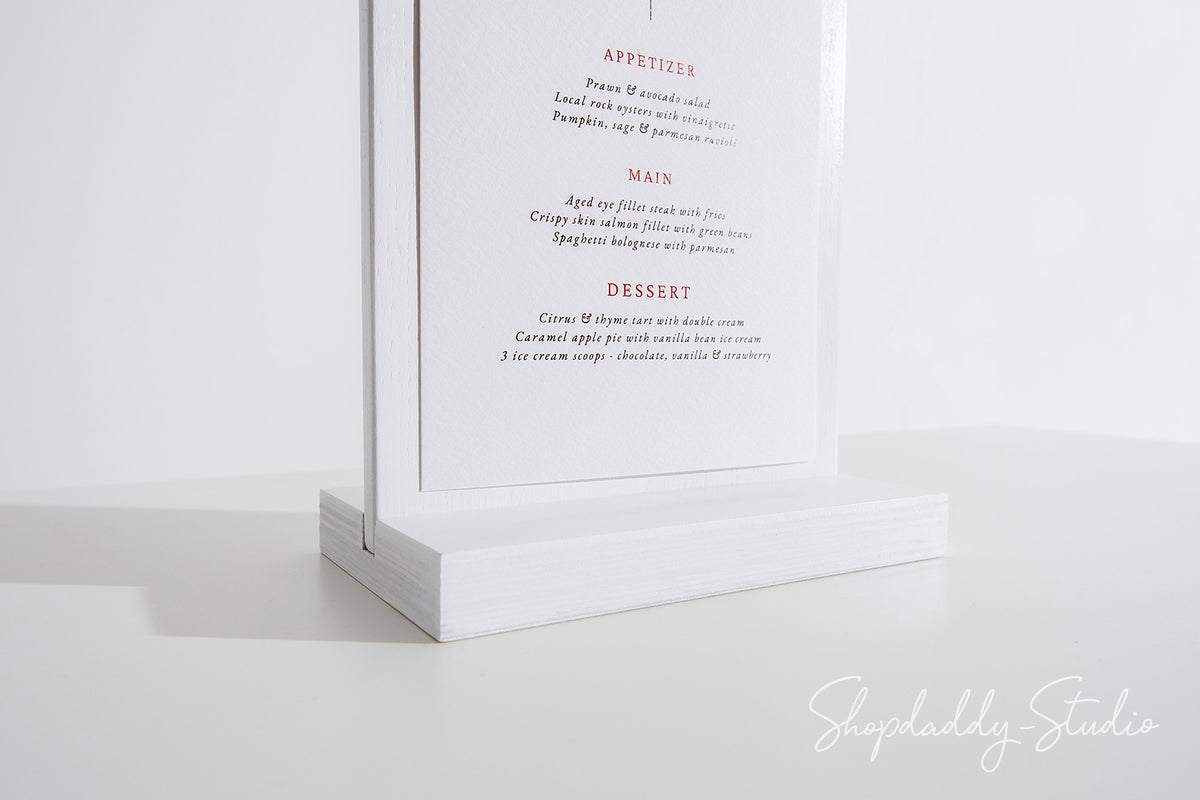 Modern White Straight Wooden Table Stand With Black Binder