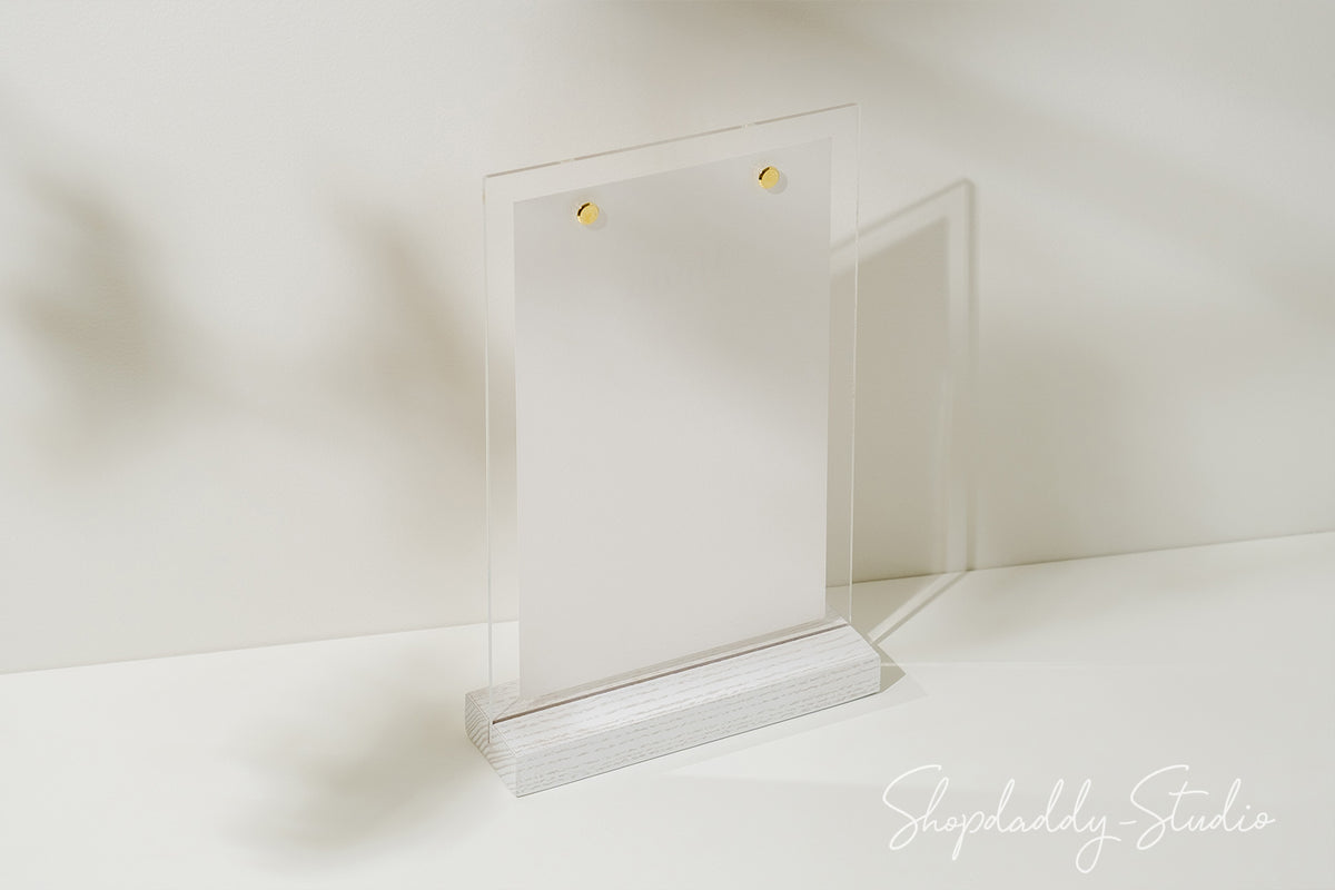 Modern White Wooden/Acrylic Table Menu Stand