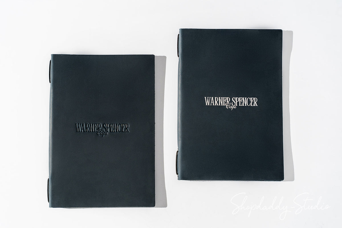 Navy Blue Double Leather Menu Cover with Corners for Hospitality