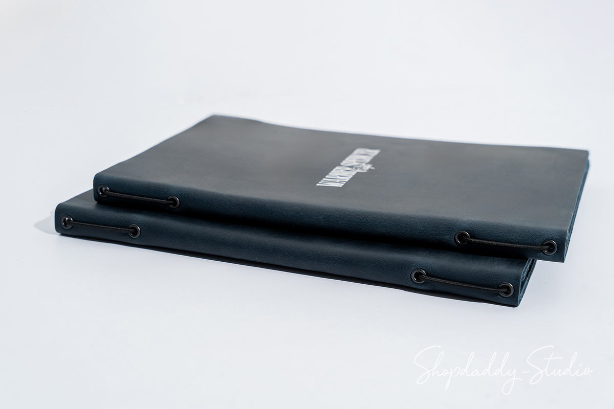 Navy Blue Double Leather Menu Cover with Corners for Professional Use