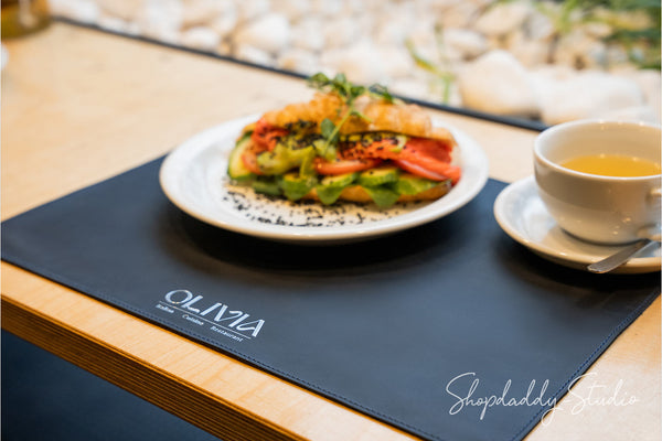 Navy Blue Leather Table Dining Placemat for cafe