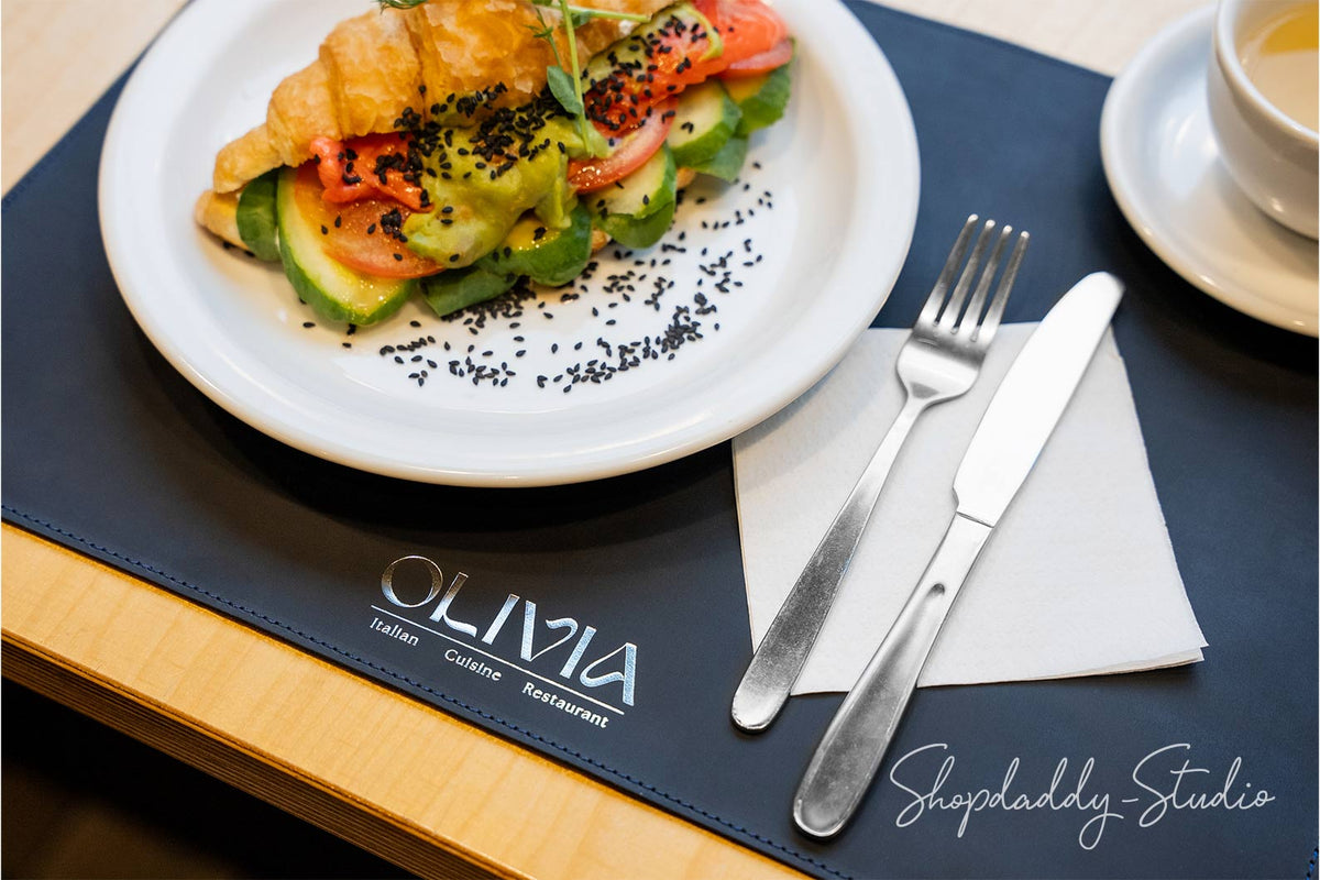Navy Blue Leather Table Dining Placemat for restaurant