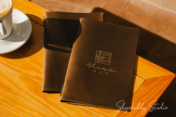 Olive Leather Menu Cover with Elastic Band for Restaurants