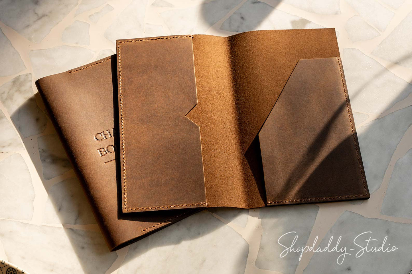 Olive Leather check presenter with Two Pockets for restaurant