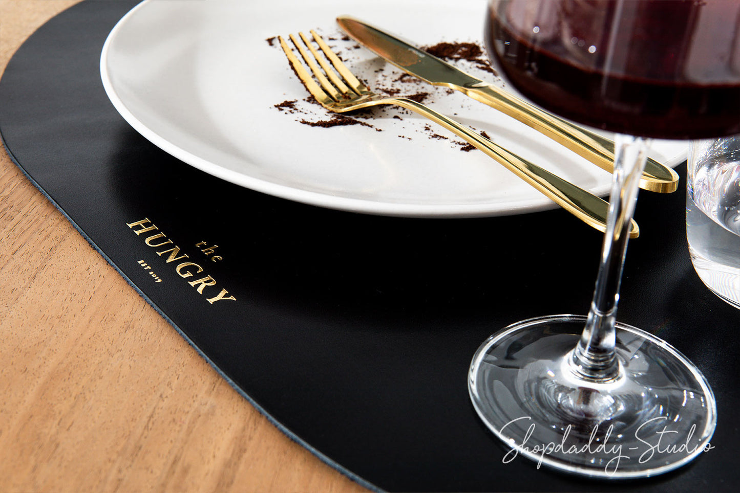 Oval Black Placemat With Logo for restaurant