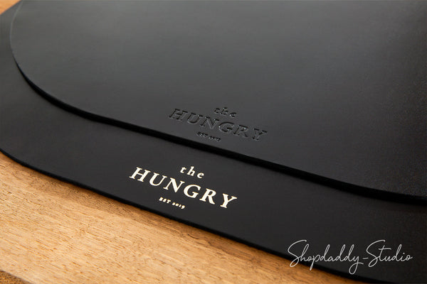 Oval Black Table mats With Logo for restaurant