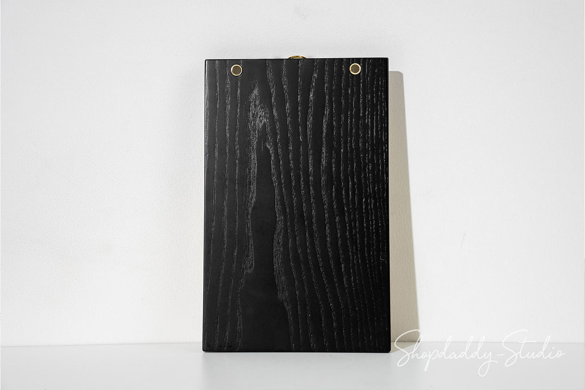 Personalized Black Ashwood Menu Board with Golden Clip for restaurant
