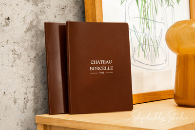 Personalized Brown Thick Leather Menu Cover with Binder Clip