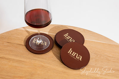 Personalized Doule Leather Coasters with Stitching