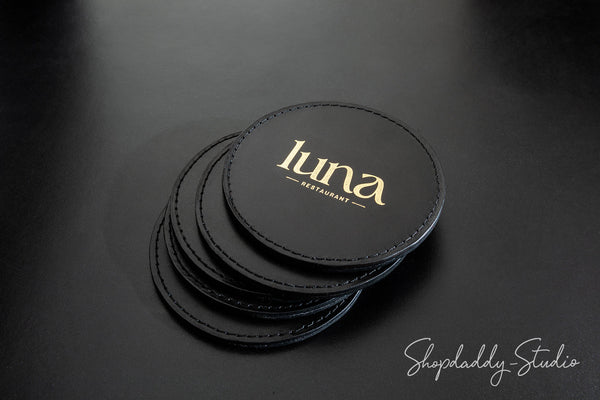 Personalized Doule Leather Coasters with Stitching for Restaurant