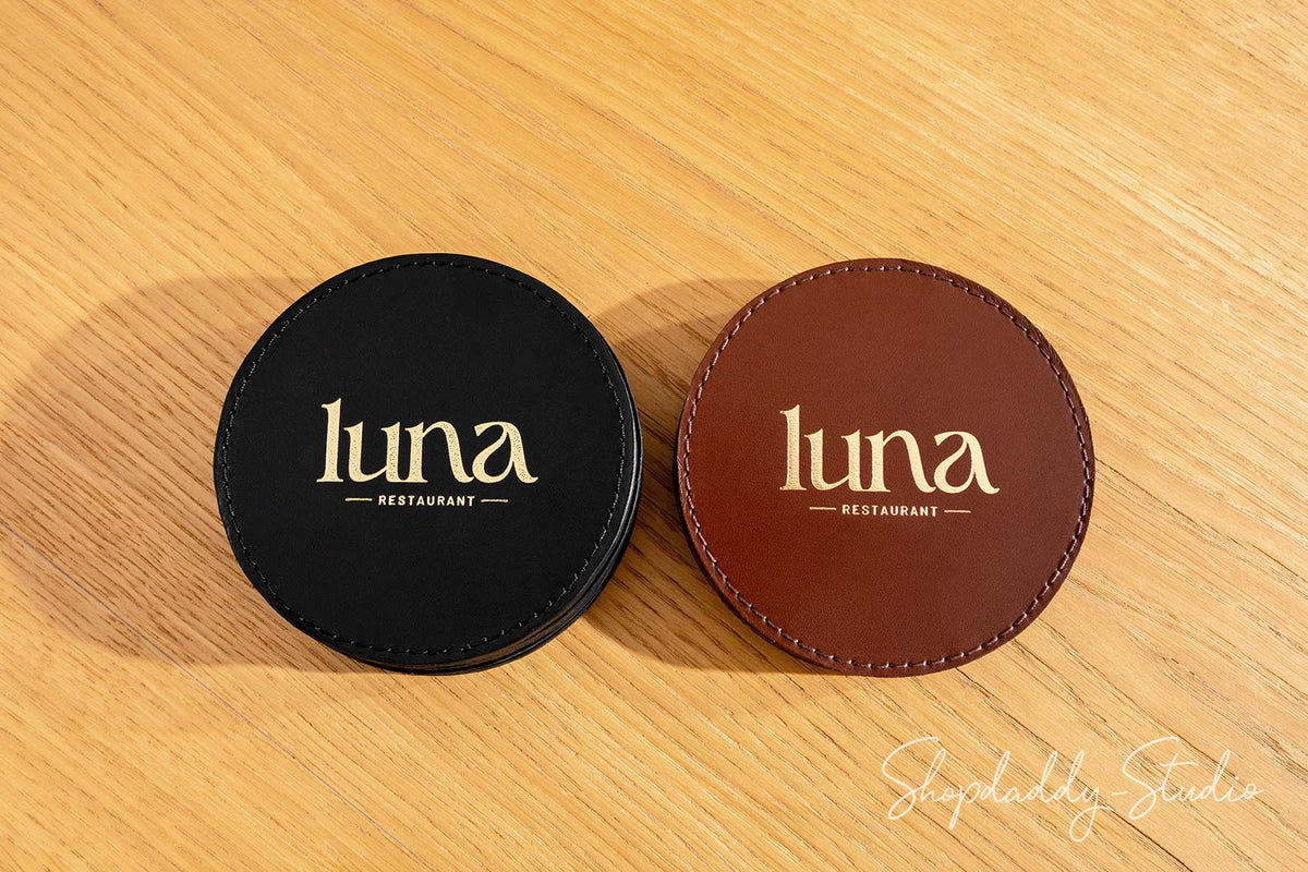 Personalized Leather Coaster Set
