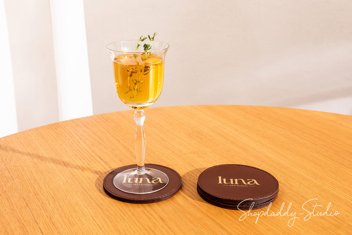 Personalized Leather Coaster Set For Restaurant