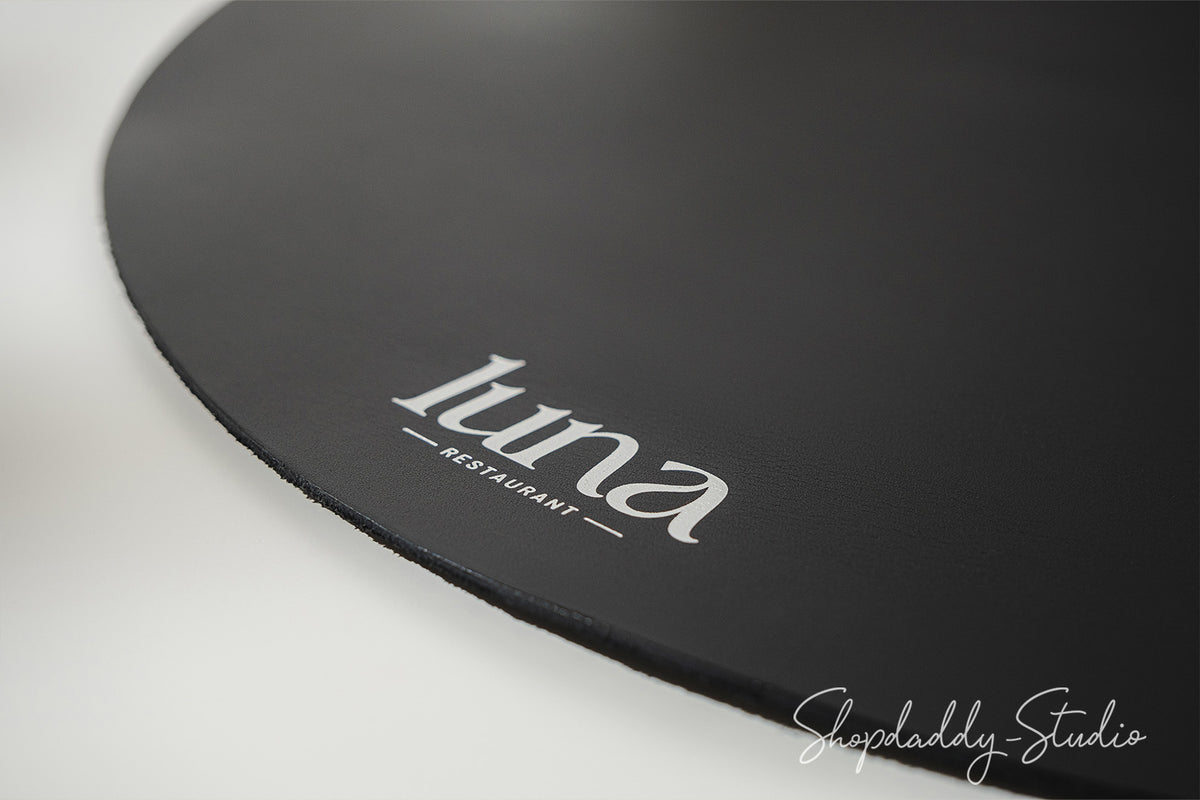 Personalized Leather Round Table mat for bar