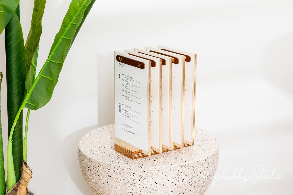 Personalized Menu Board Set with Wooden Base
