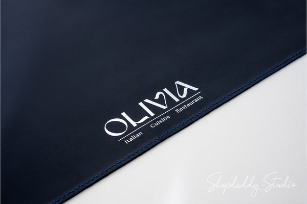 Personalized Navy Blue Leather Dining Table mat for restaurants