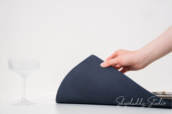 Personalized Navy Blue Leather Table Dining Placemat for bars