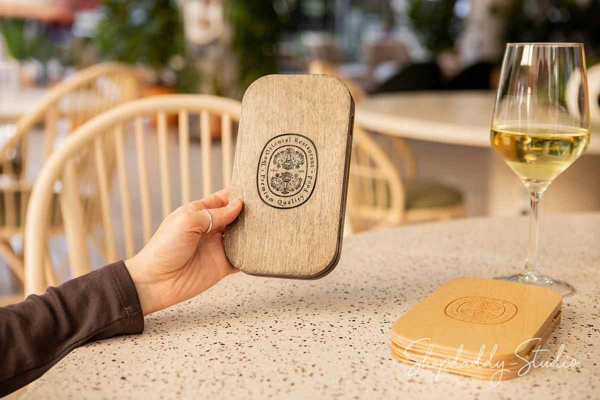Personalized Oval Wood Bill Presenter Box With Magnets for bar