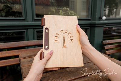 Personalized Wooden Menu Holder with Slot for restaurant
