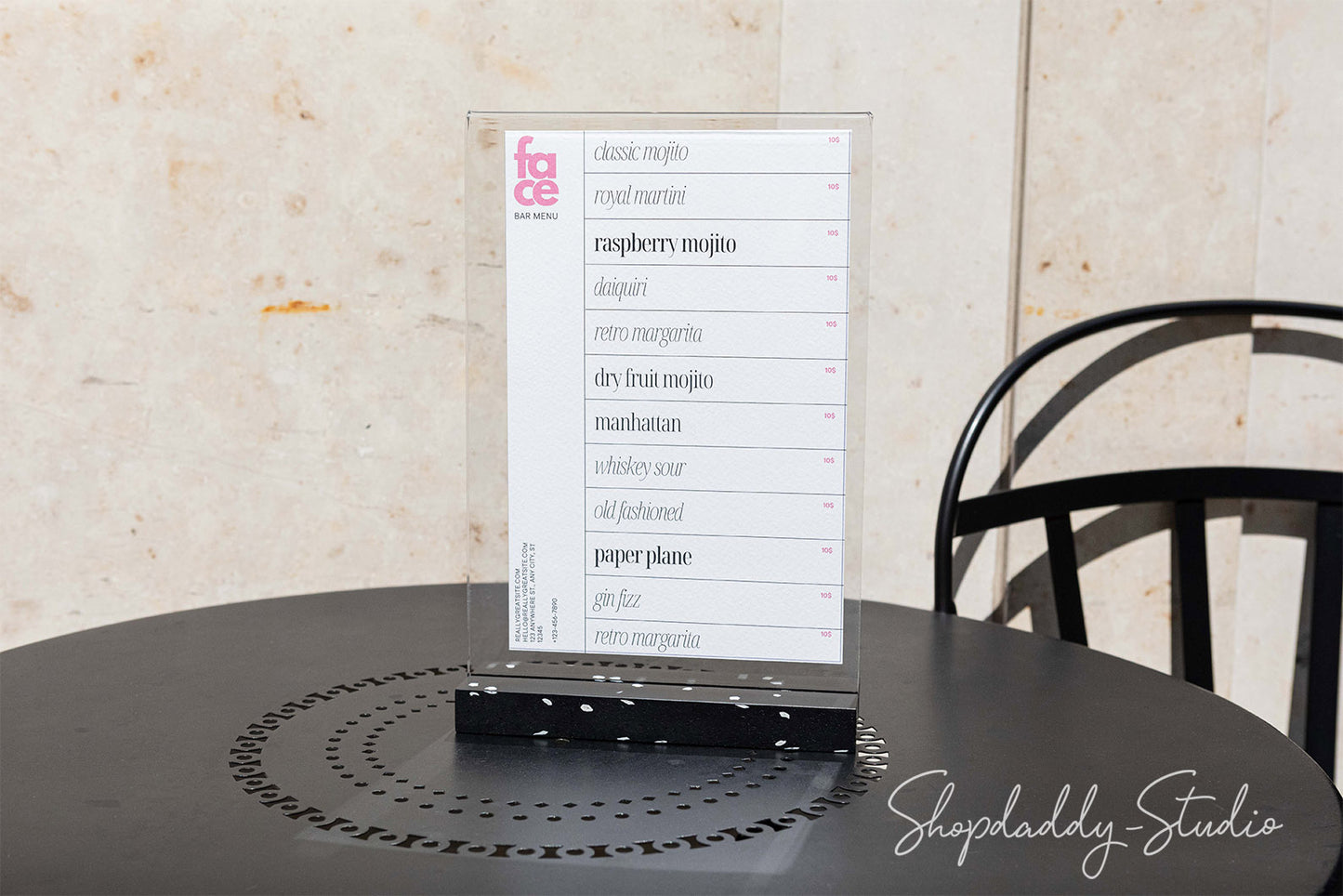 Plastic Menu Holder for restaurant