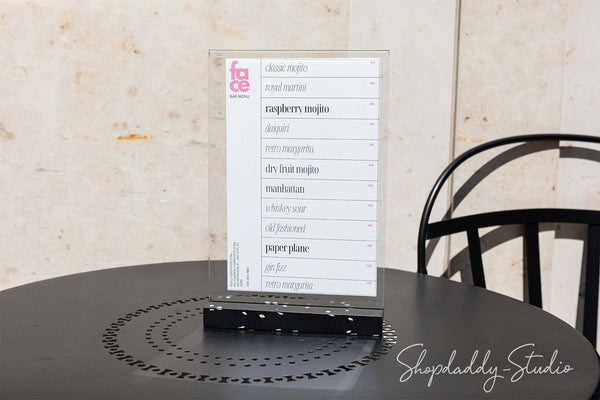 Plastic Menu Holder for restaurant