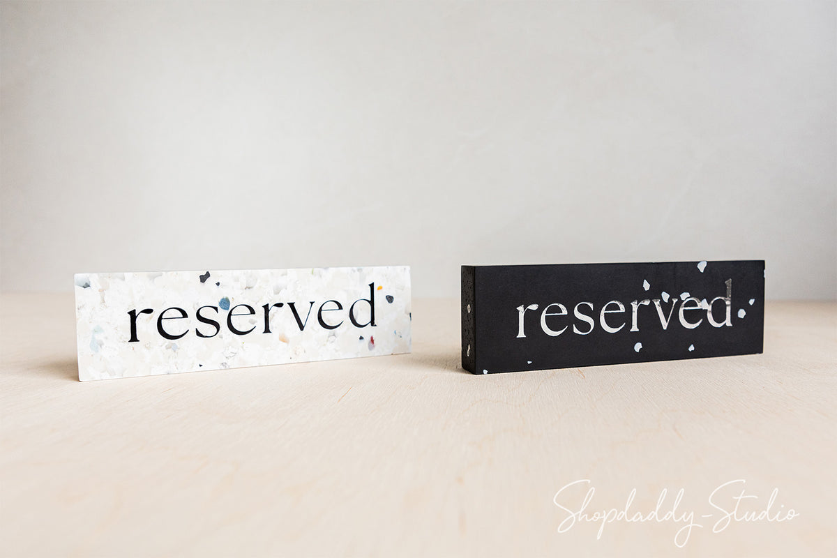 Black Terrazzo Plastic Reserved Sign – Shopdaddy-Studio