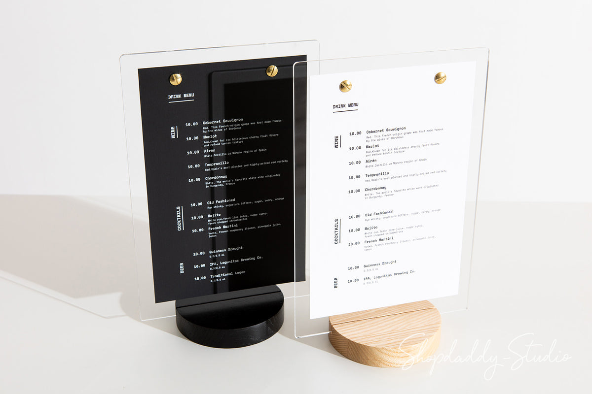 Plastic Table Display Stand with Wooden Lacquer Round Stand