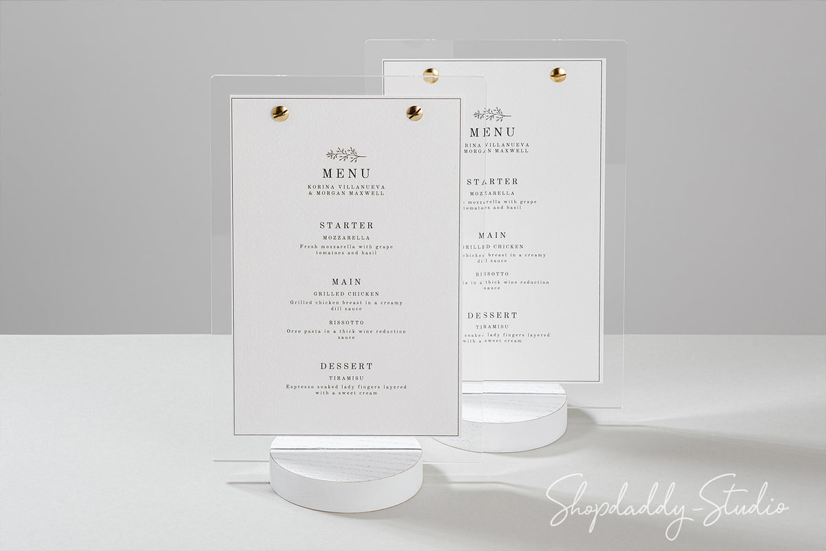 Plastic Table Tent With Wooden Stand for Wedding