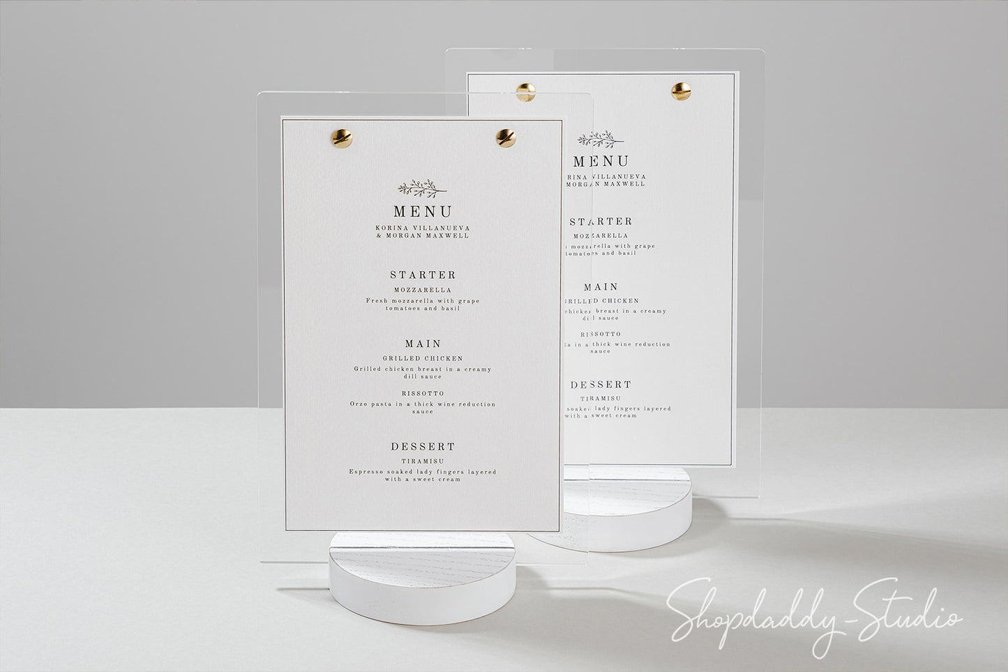 Plastic Table Tent With Wooden Stand for Wedding