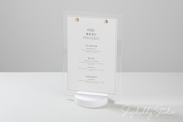 Plastic Table Tent With Wooden Stand for Wedding Bar Menu