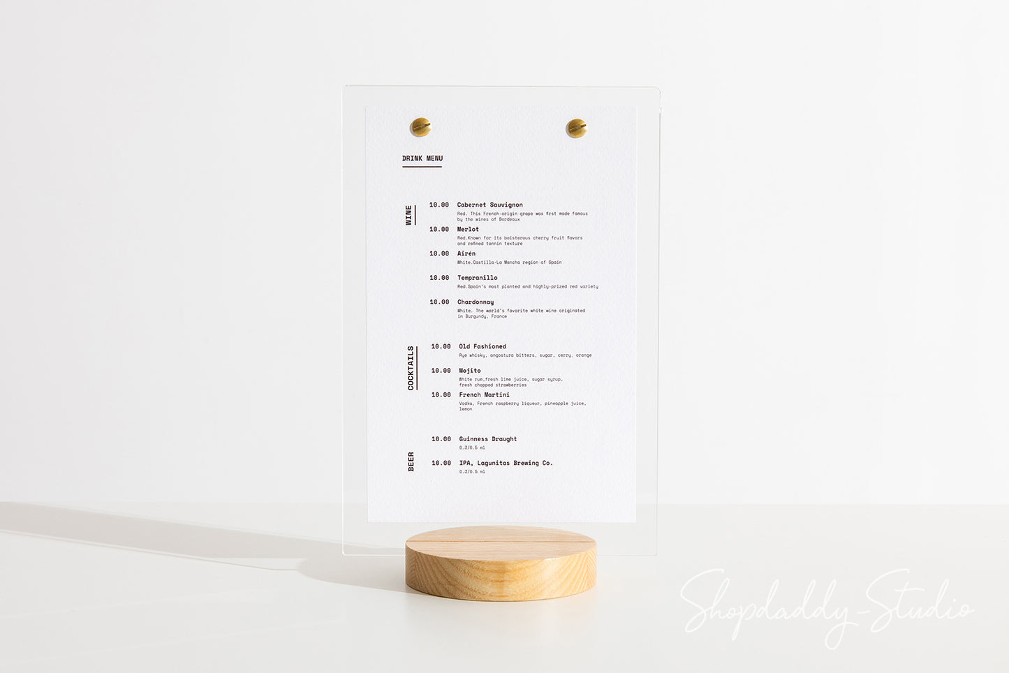 Plastic Table Top Display Stand with Wooden Lacquer Round Stand