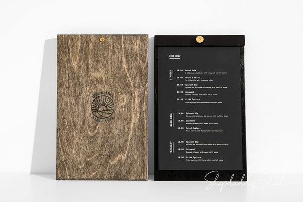 Plywood Menu Board with Brass Screw with logo 2