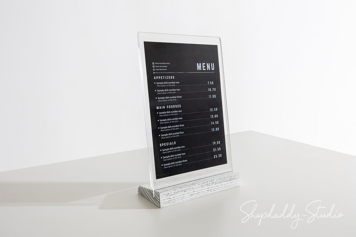 acrylic table tents Tent with White Wooden Inclined Stand stormproof shelter DeskCycle® Under Desk Bike Length:144 High Roof Clear restaurant table top