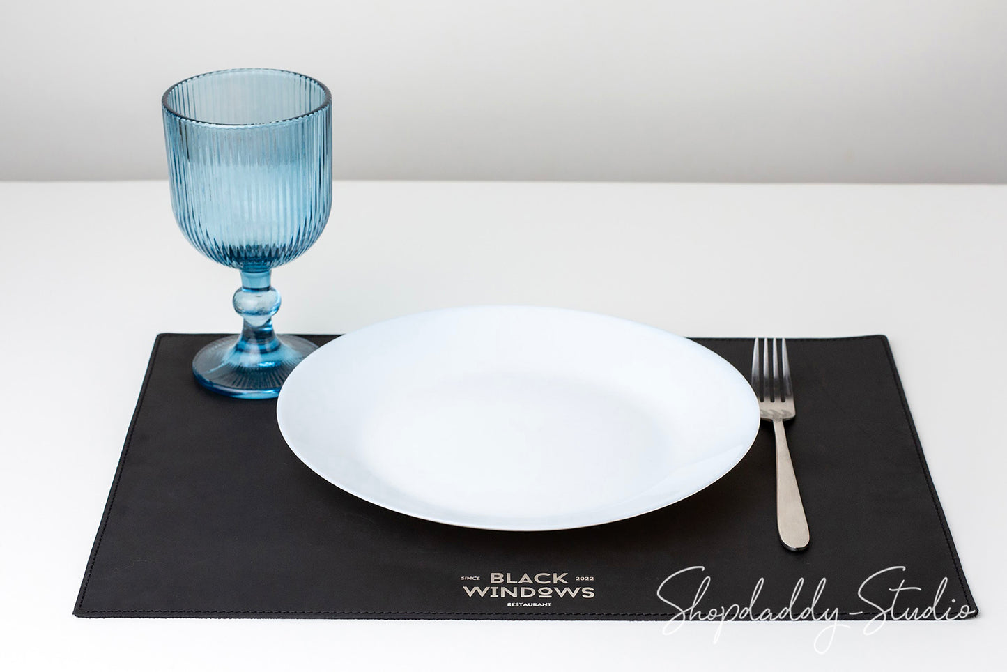 Premium Black Leather Table Dining Placemat