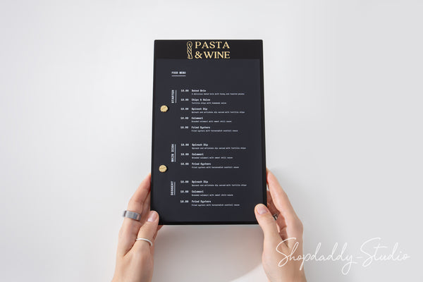Premium Black Plywood Menu Board with Logo