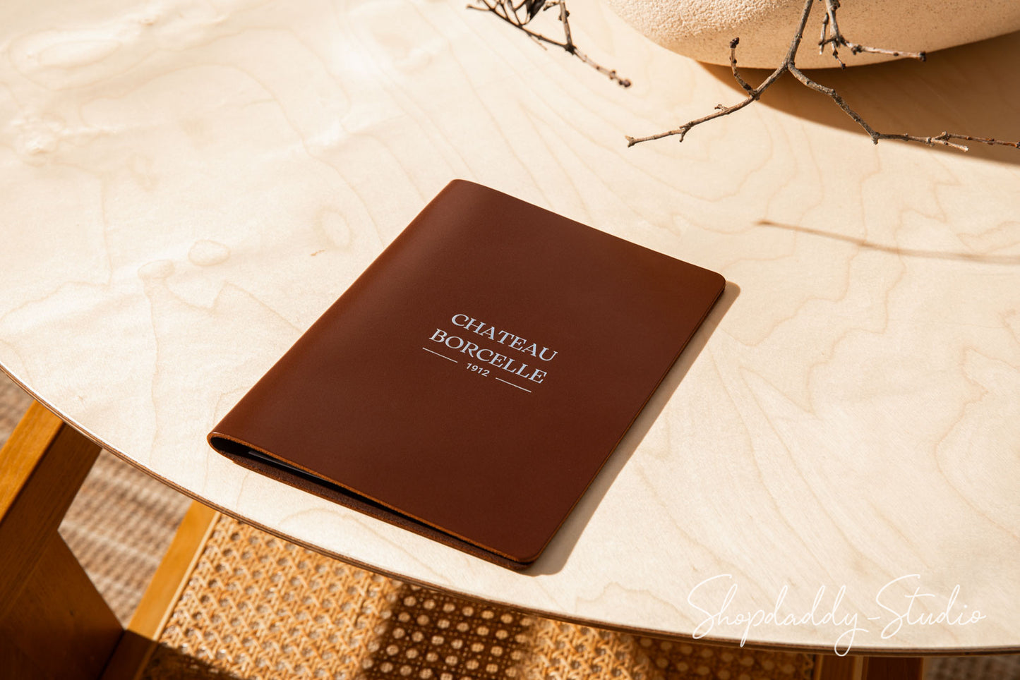 Premium Brown Thick Leather Menu Cover with Binder Clip