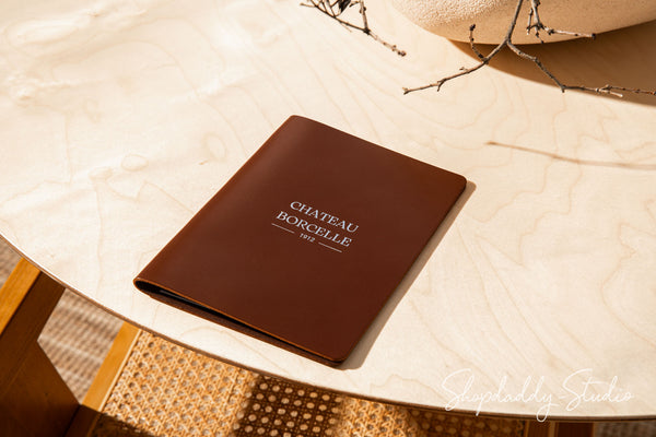 Premium Brown Thick Leather Menu Cover with Binder Clip