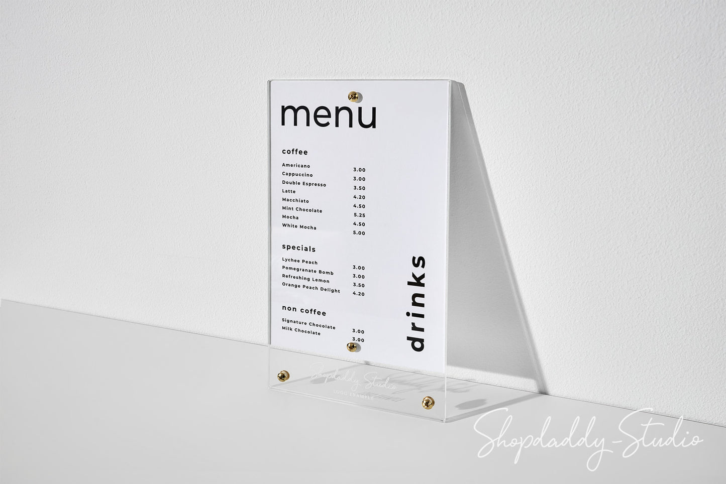 Premium Clear Acrylic Menu Holder with Brass Bolts