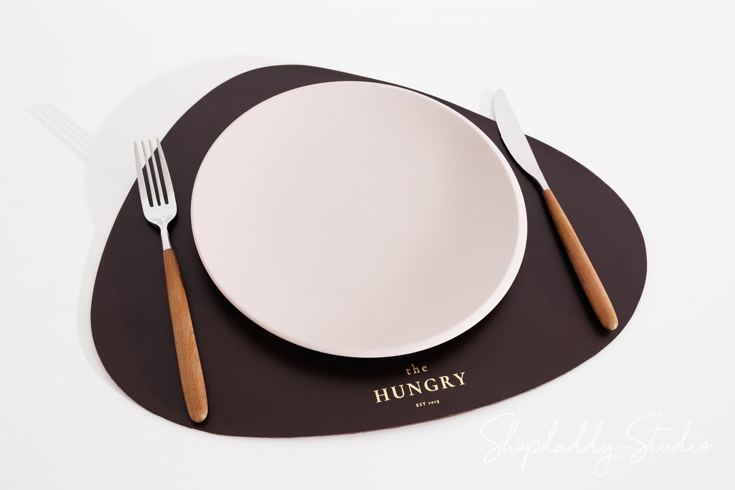 Premium Dark Brown Thick Leather Pebble Table Dining Placemat